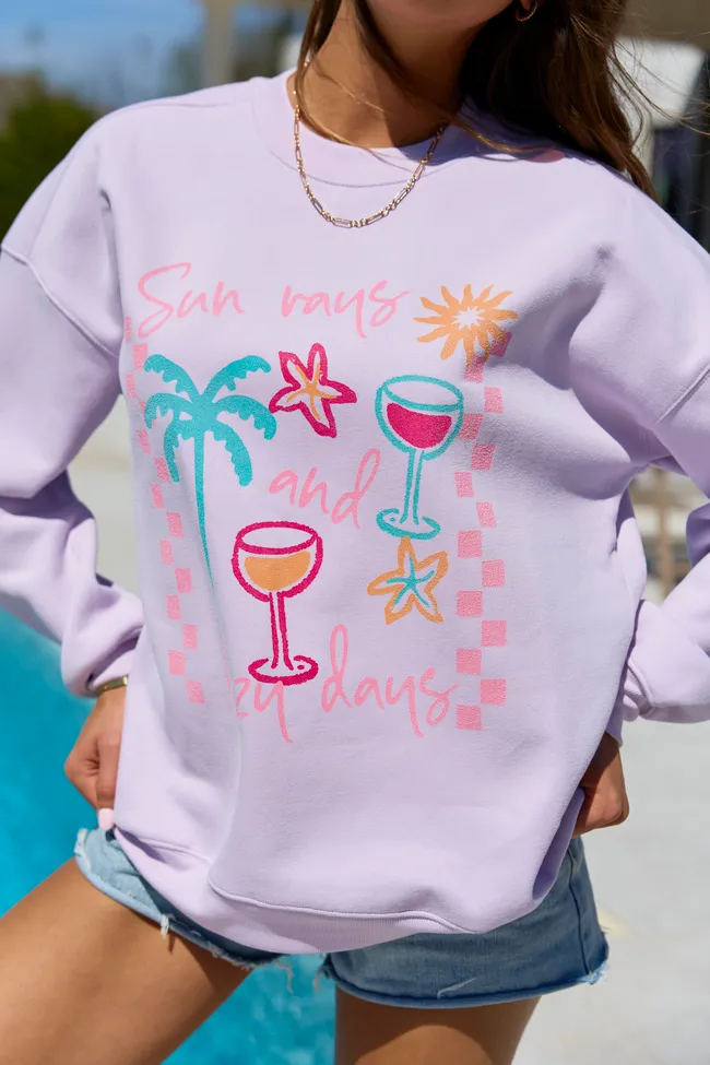 Sun Rays And Lazy Days Purple Graphic Sweatshirt sold by Pink Lily product image thumbnail 2