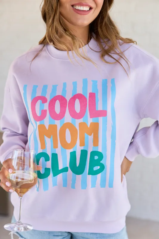 Cool Mom Club Purple Graphic Sweatshirt made by Pink Lily