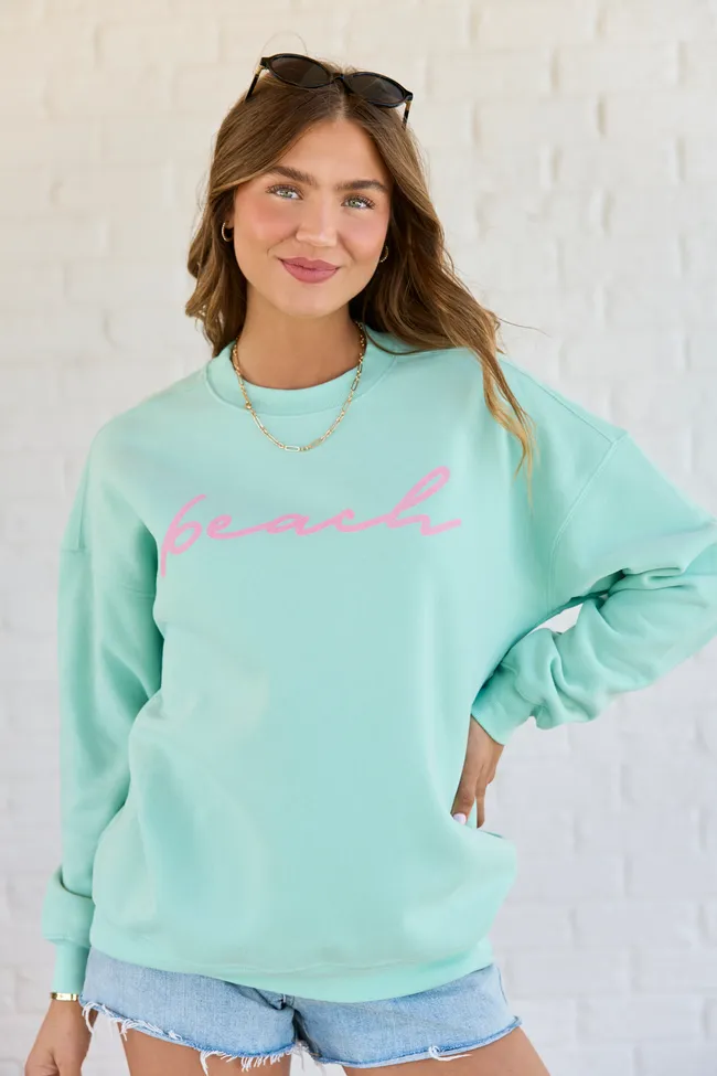Beach Script Mint Graphic Sweatshirt sold by Pink Lily product image thumbnail 2
