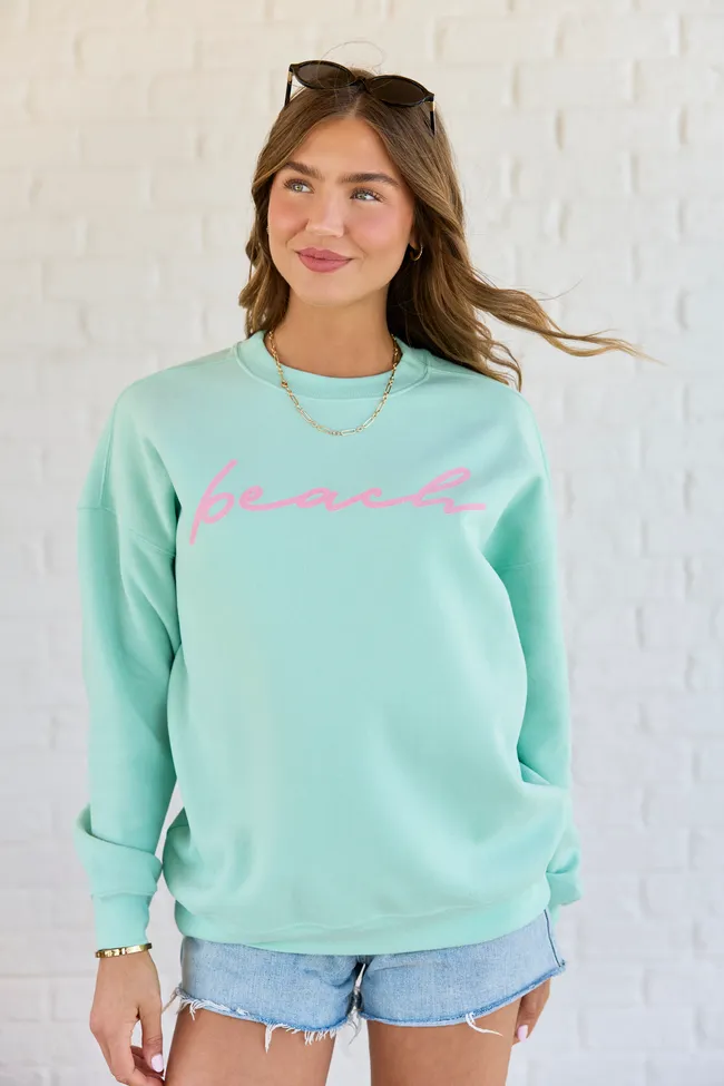 Beach Script Mint Graphic Sweatshirt sold by Pink Lily product image thumbnail 3