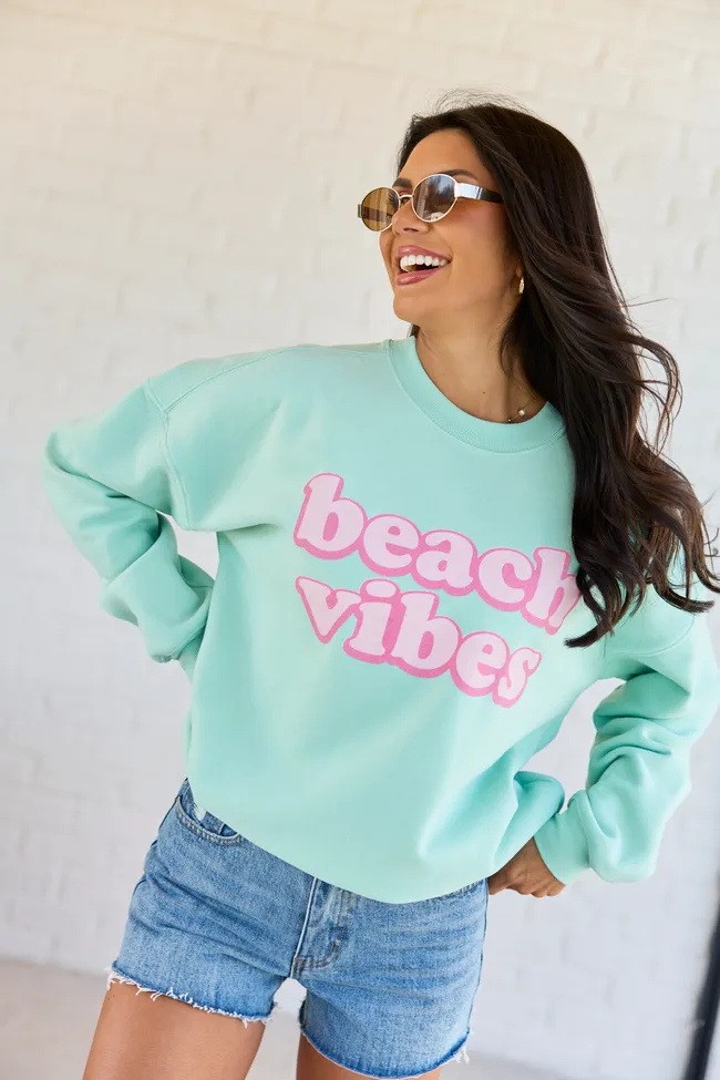 Beach Vibes Mint Graphic Sweatshirt sold by Pink Lily product image thumbnail 2