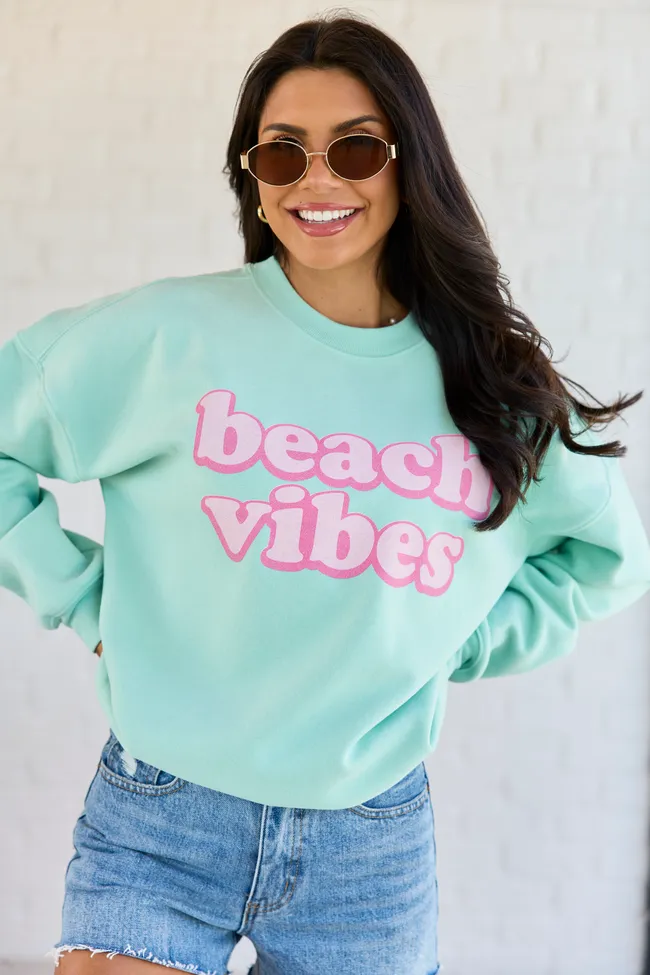 Beach Vibes Mint Graphic Sweatshirt sold by Pink Lily product image thumbnail 4