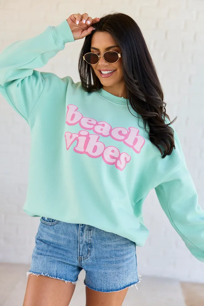 Beach Vibes Mint Graphic Sweatshirt sold by Pink Lily