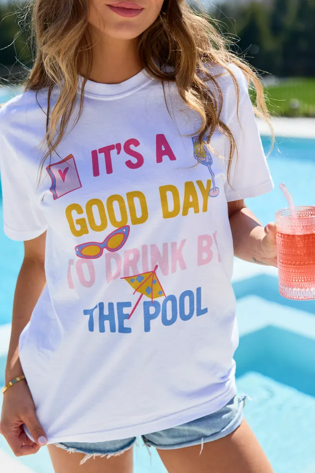 Drink By The Pool White Graphic Tee sold by Pink Lily product image thumbnail 2