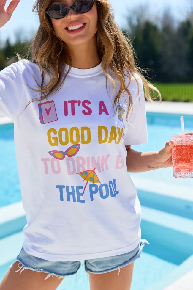 Drink By The Pool White Graphic Tee sold by Pink Lily product image thumbnail 4