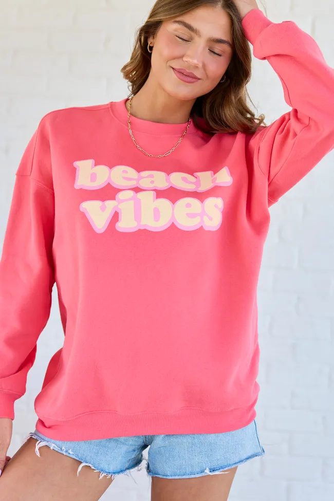 Beach Vibes Light Red Graphic Sweatshirt sold by Pink Lily product image thumbnail 4