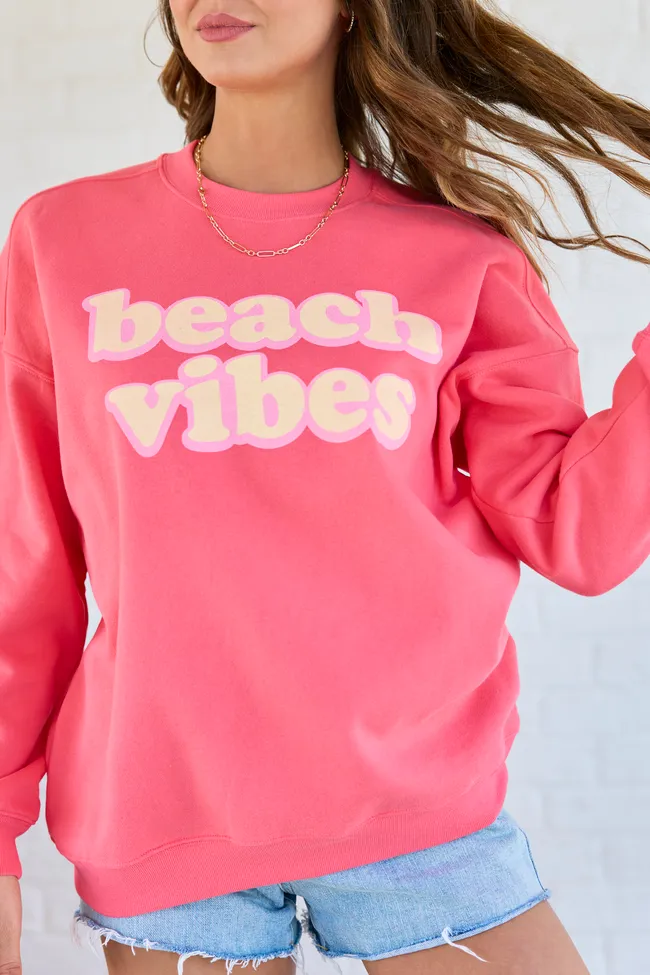 Beach Vibes Light Red Graphic Sweatshirt sold by Pink Lily product image thumbnail 2