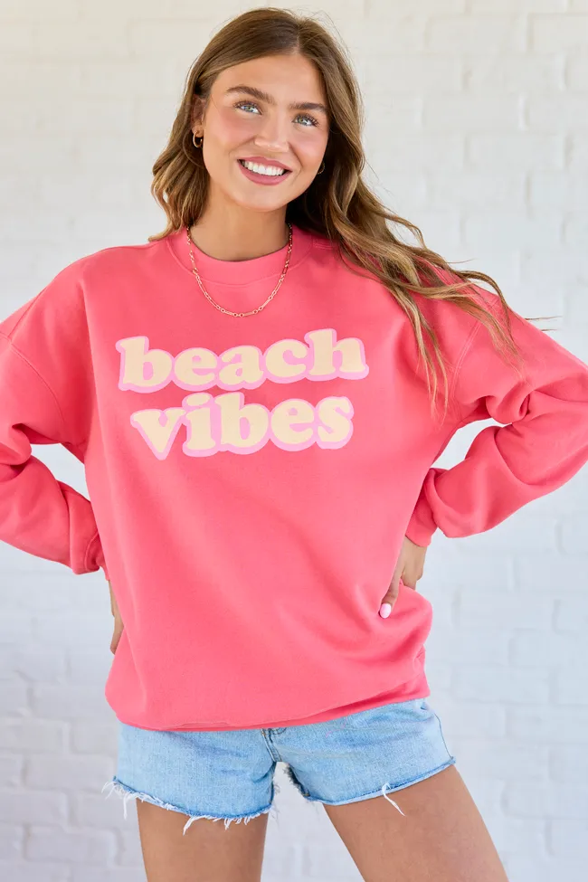 Beach Vibes Light Red Graphic Sweatshirt sold by Pink Lily product image thumbnail 3