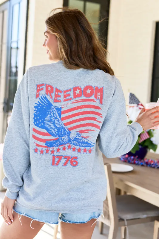 Freedom 1776 Light Grey Graphic Sweatshirt made by Pink Lily