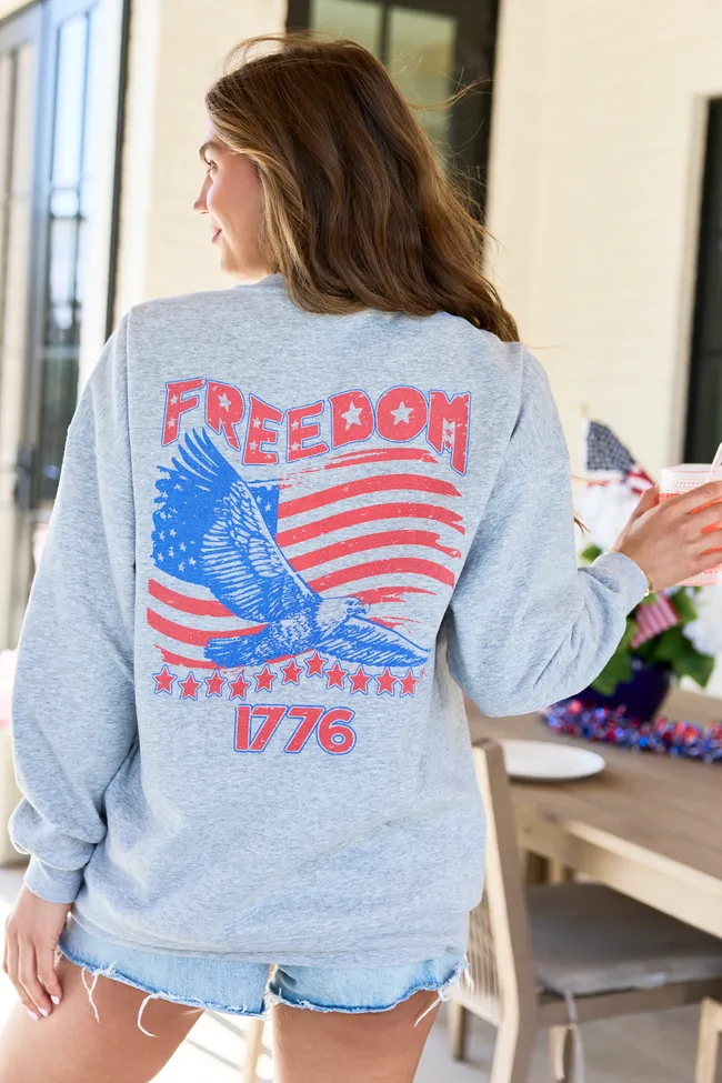 Freedom 1776 Light Grey Graphic Sweatshirt sold by Pink Lily