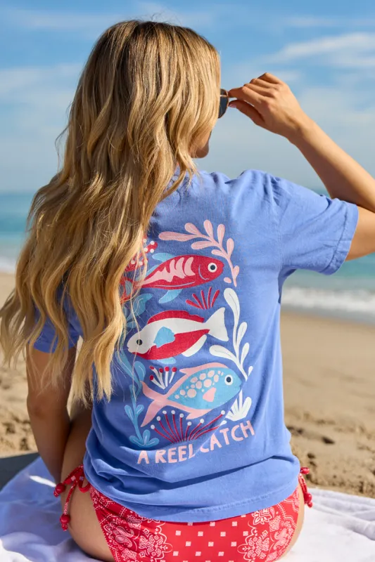 A Reel Catch Blue Graphic Tee made by Pink Lily
