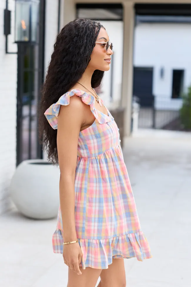 Megan Pink Plaid Ruffle Dress FINAL SALE sold by Pink Lily product image thumbnail 3
