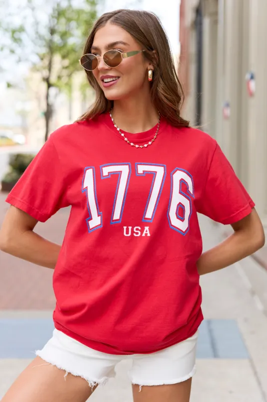 1776 Block USA Red Graphic Tee made by Pink Lily