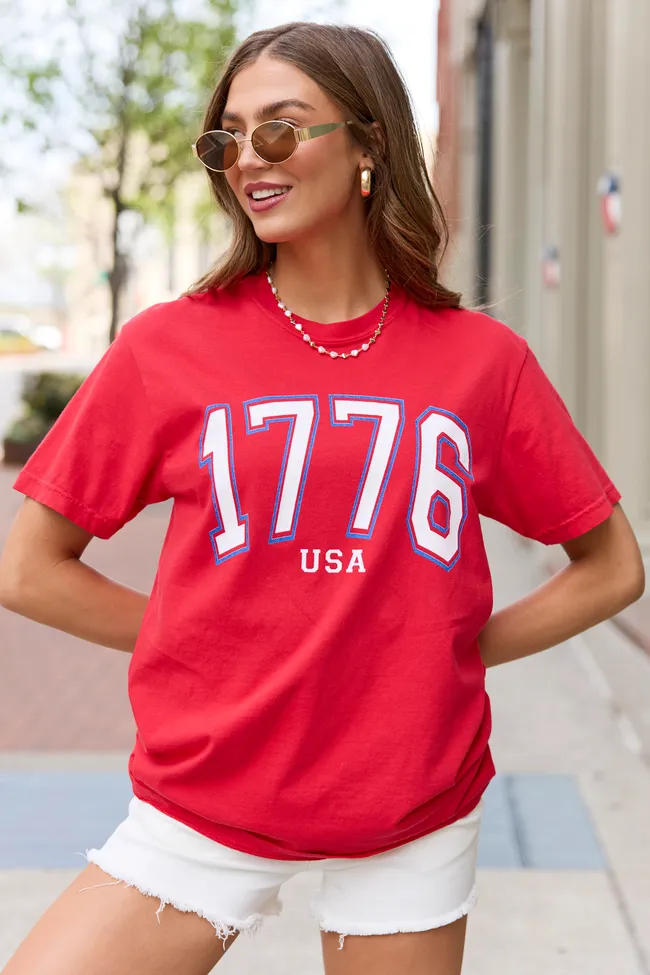 1776 Block USA Red Graphic Tee sold by Pink Lily