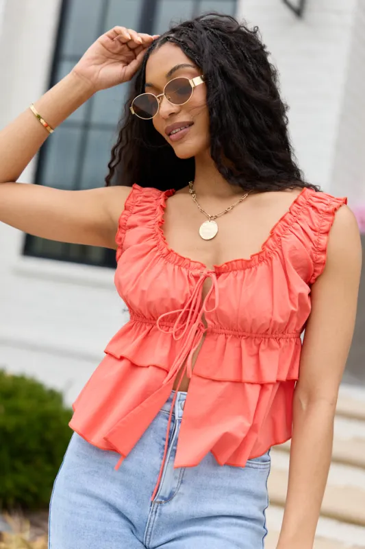 Scarlett Red Tiered Tie Tank made by Pink Lily