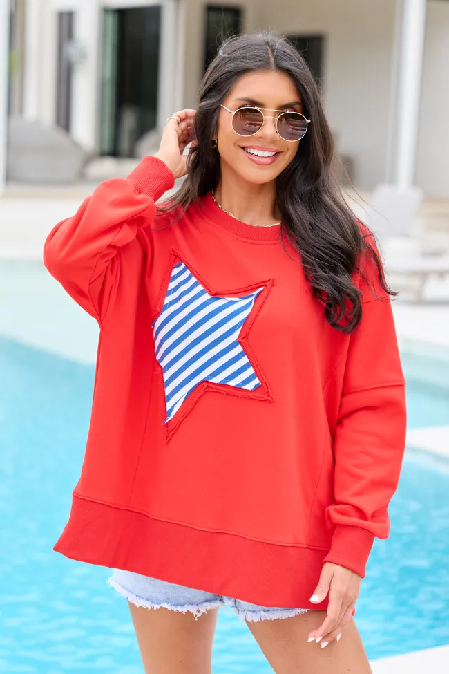 Solstice Red And Blue Striped Star Pullover sold by Pink Lily product image thumbnail 4