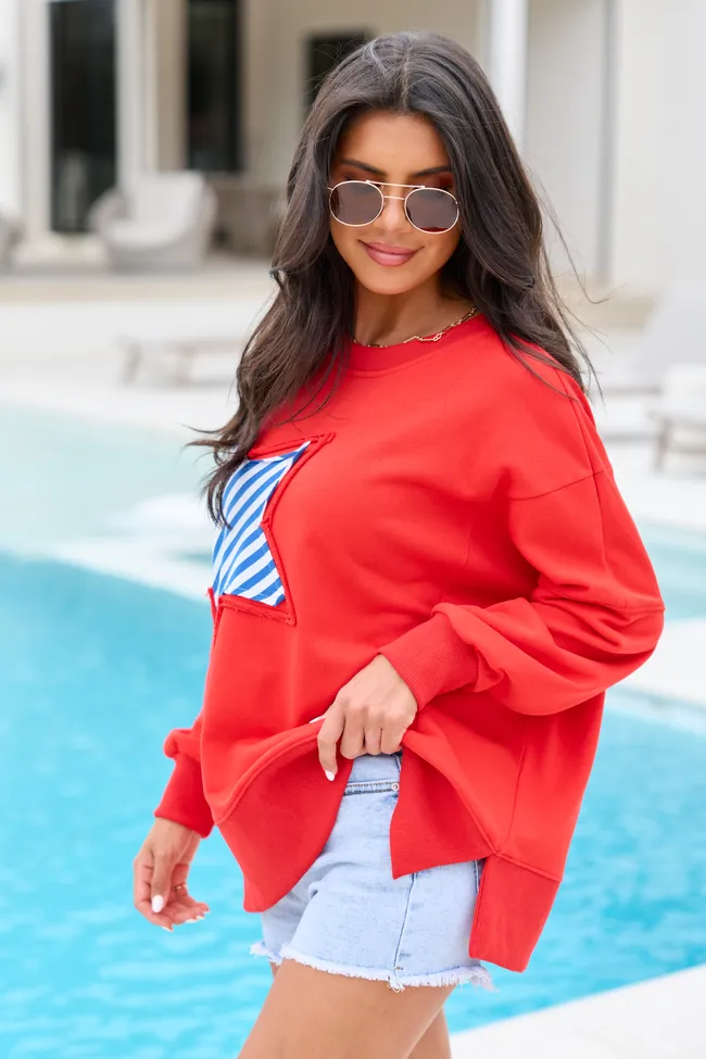 Solstice Red And Blue Striped Star Pullover sold by Pink Lily product image thumbnail 5