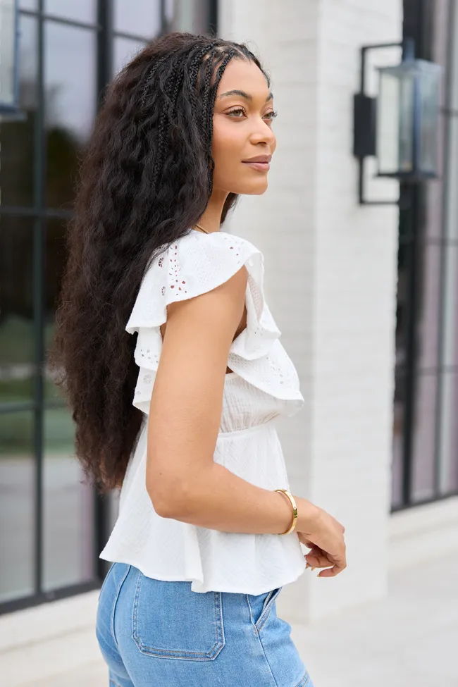 Lois White Gauze Flutter Sleeve Top sold by Pink Lily product image thumbnail 3