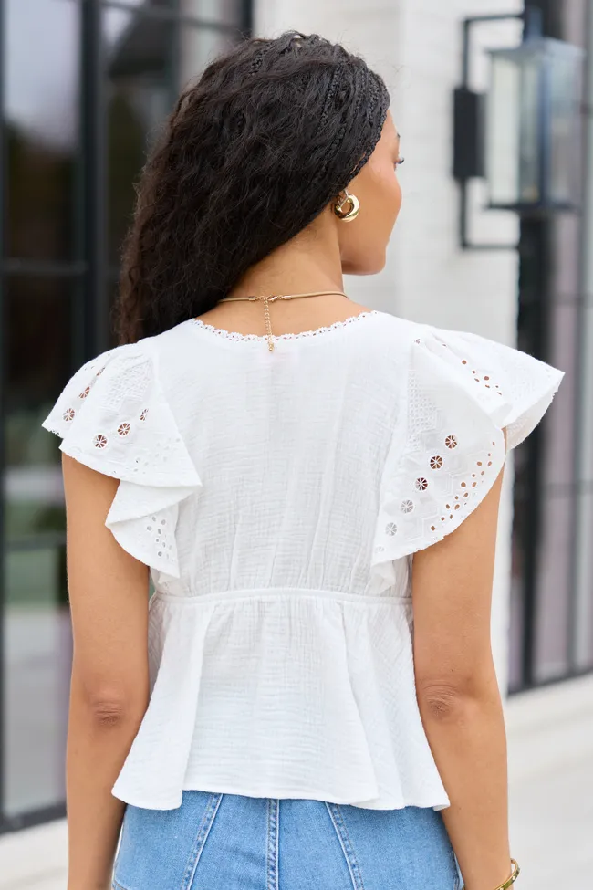 Lois White Gauze Flutter Sleeve Top sold by Pink Lily product image thumbnail 4