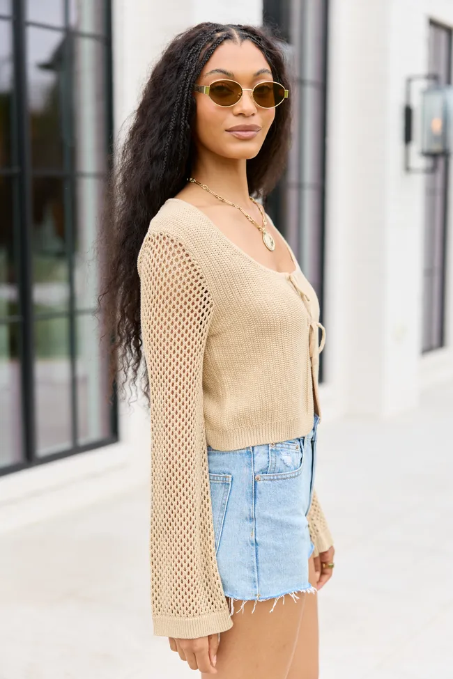 Sandra Tan Cropped Shrug Cardigan sold by Pink Lily product image thumbnail 4
