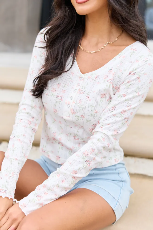 Marie Ivory And Pink Floral Long Sleeve Tee SALE sold by Pink Lily product image thumbnail 5