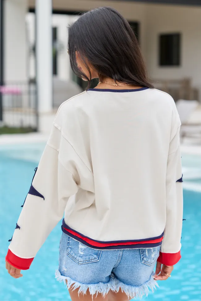 Betsy Ivory Star Patchwork Sleeve Top sold by Pink Lily product image thumbnail 4