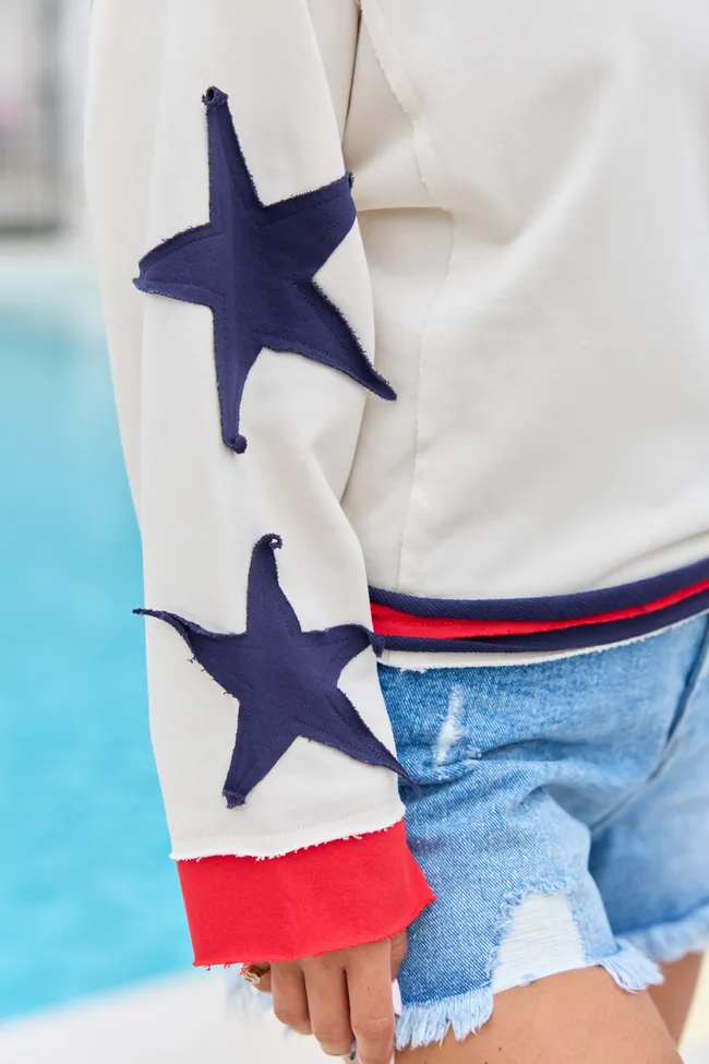 Betsy Ivory Star Patchwork Sleeve Top sold by Pink Lily product image thumbnail 5