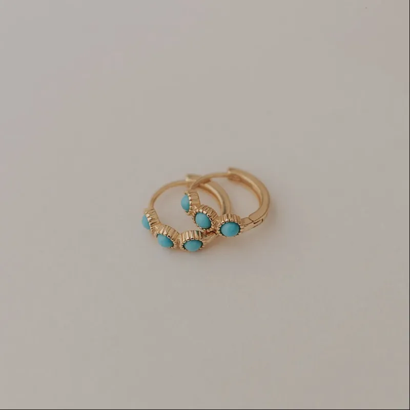 Lainey Turquoise Hoop Earrings made by Pink Lily