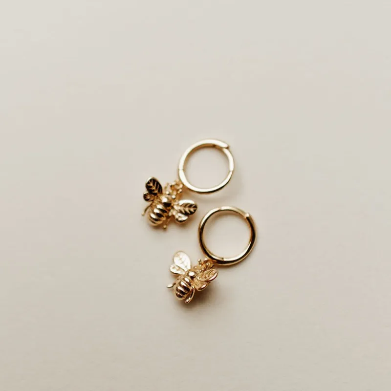 Honey Bee Hoop Earrings made by Pink Lily