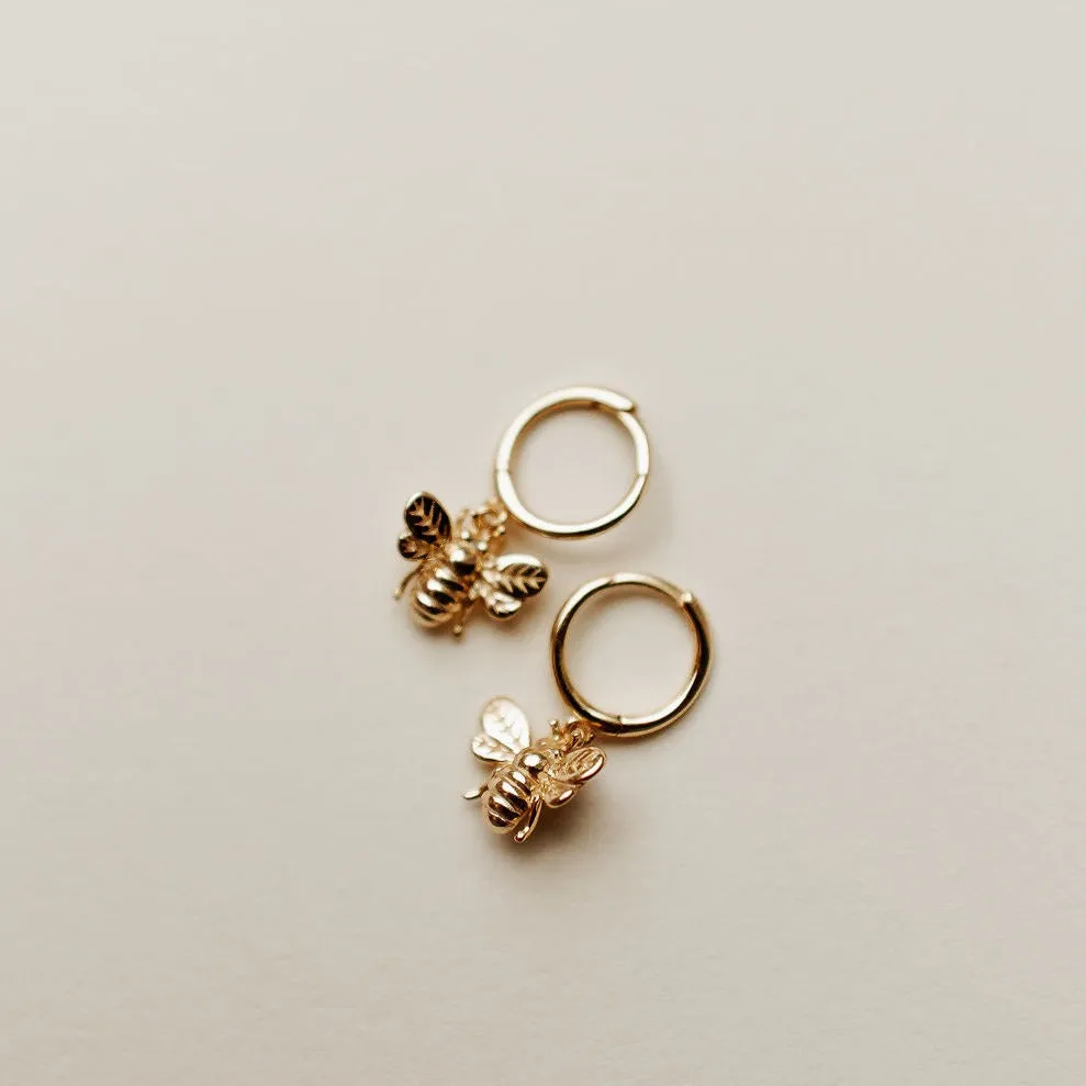 Honey Bee Hoop Earrings sold by Pink Lily