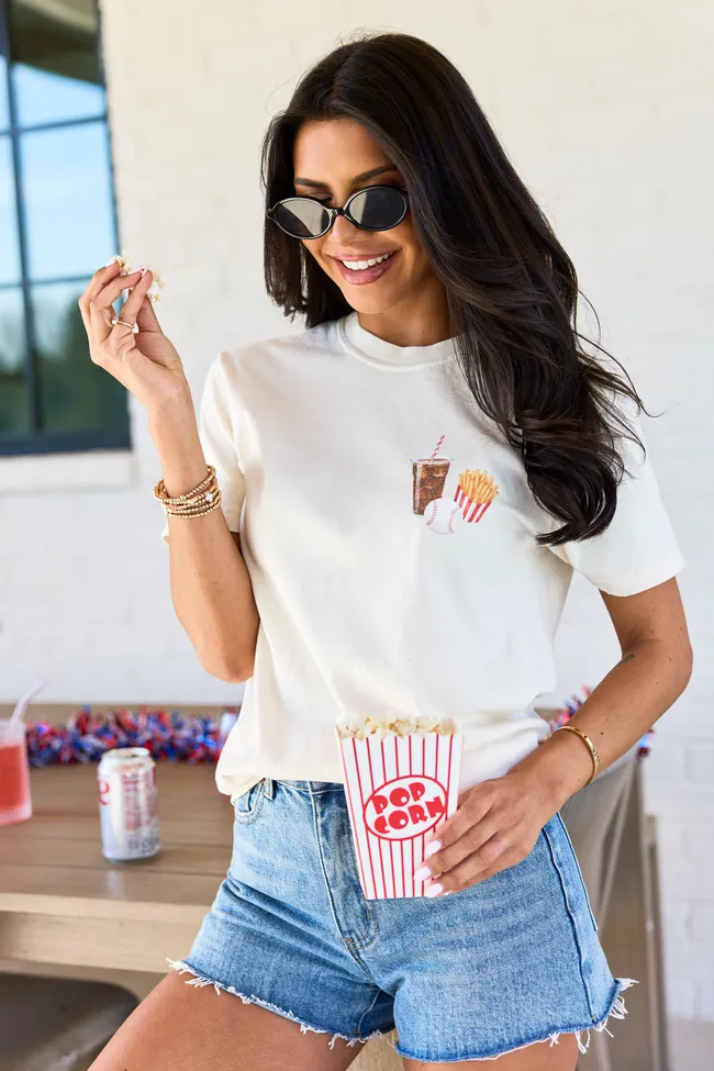 Just Here For The Snacks Ivory Comfort Colors Graphic Tee sold by Pink Lily product image thumbnail 2