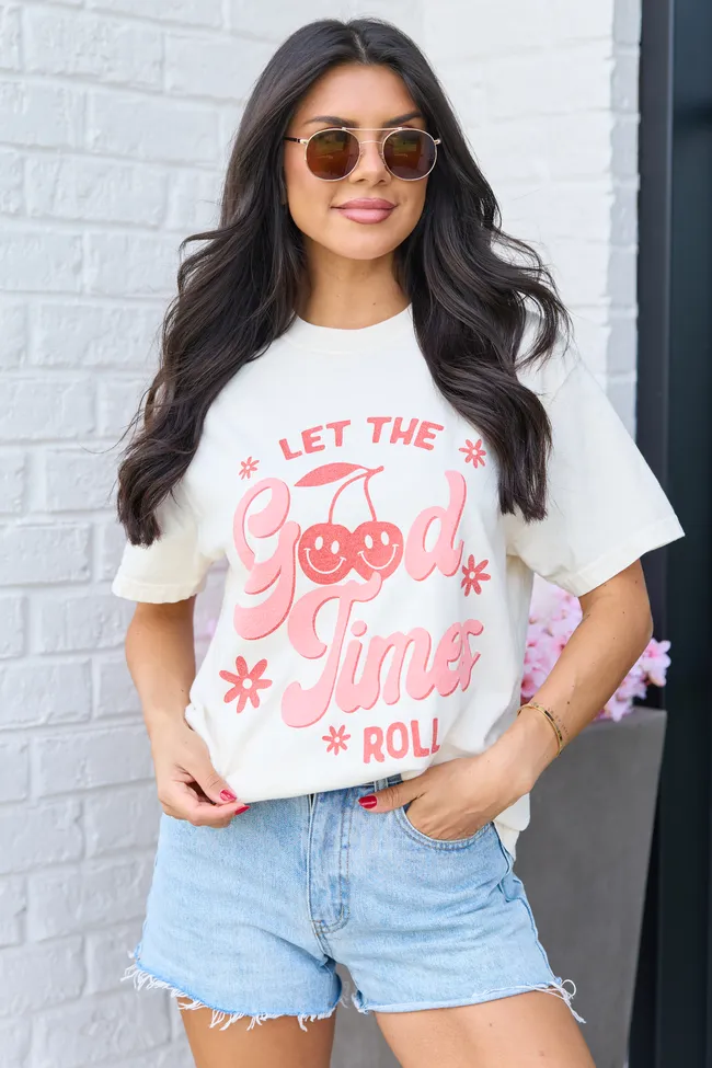 Let The Good Times Roll Ivory Graphic Tee sold by Pink Lily product image thumbnail 4