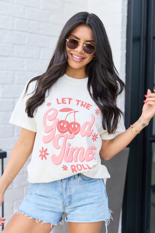 Let The Good Times Roll Ivory Graphic Tee sold by Pink Lily