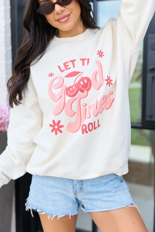Let The Good Times Roll Cream Graphic Sweatshirt sold by Pink Lily product image thumbnail 4