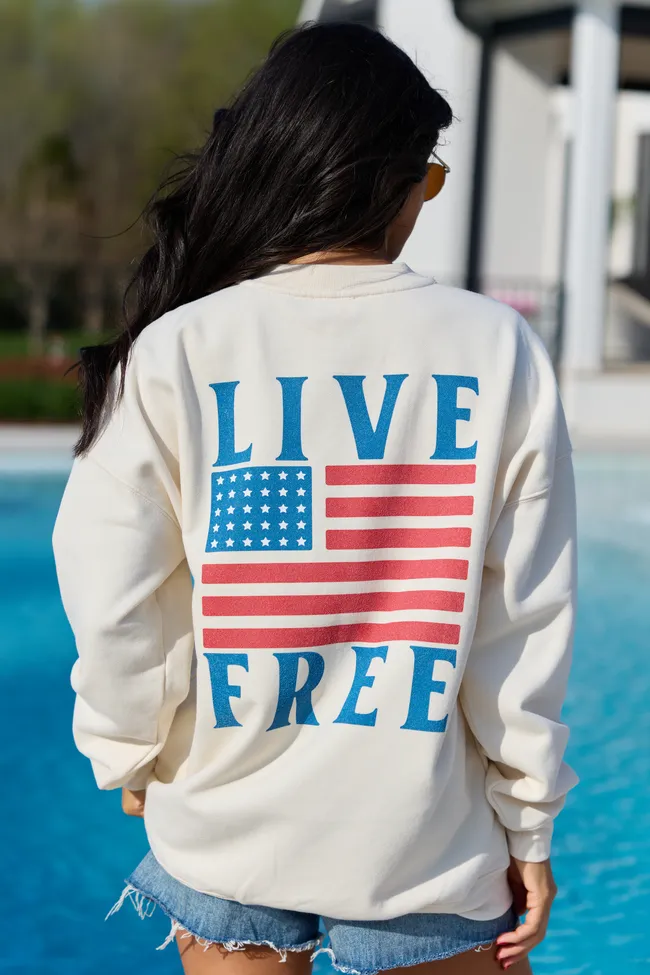 Live Free Cream Graphic Sweatshirt sold by Pink Lily product image thumbnail 4