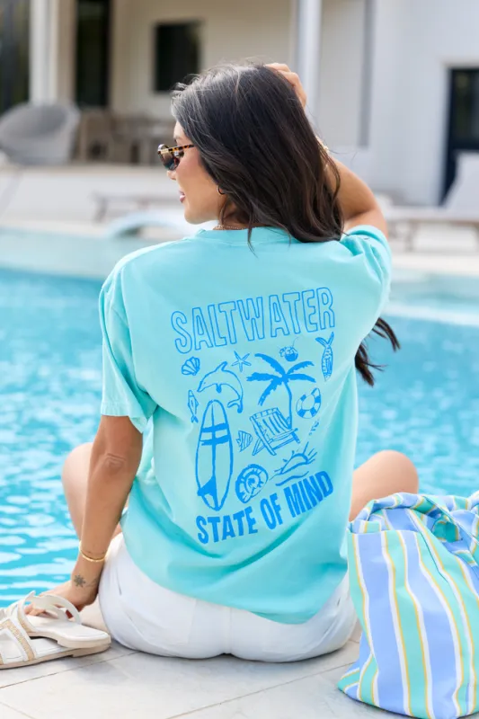 Saltwater State Of Mind Mint Graphic Tee made by Pink Lily