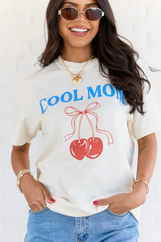 Cool Mom Cherry Ivory Graphic Tee made by Pink Lily