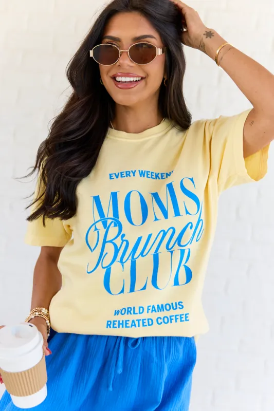 Moms Brunch Club Yellow Graphic Tee made by Pink Lily