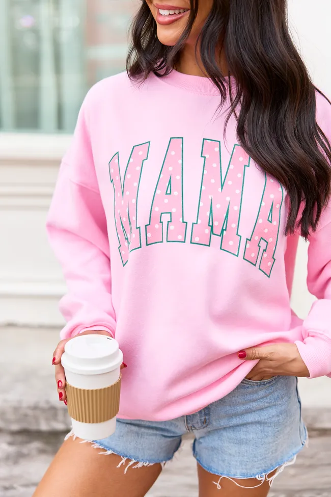 Mama Block Polka Dot Light Pink Graphic Sweatshirt sold by Pink Lily product image thumbnail 2