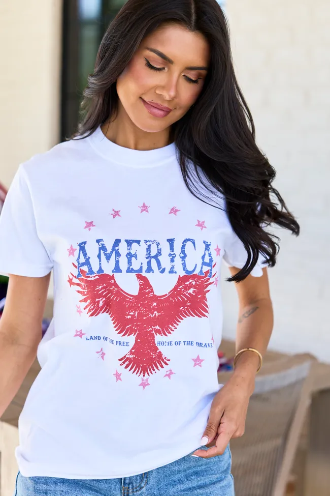 America Eagle White Graphic Tee sold by Pink Lily product image thumbnail 2