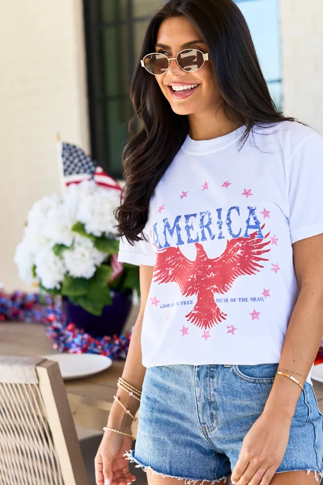 America Eagle White Graphic Tee sold by Pink Lily product image thumbnail 3