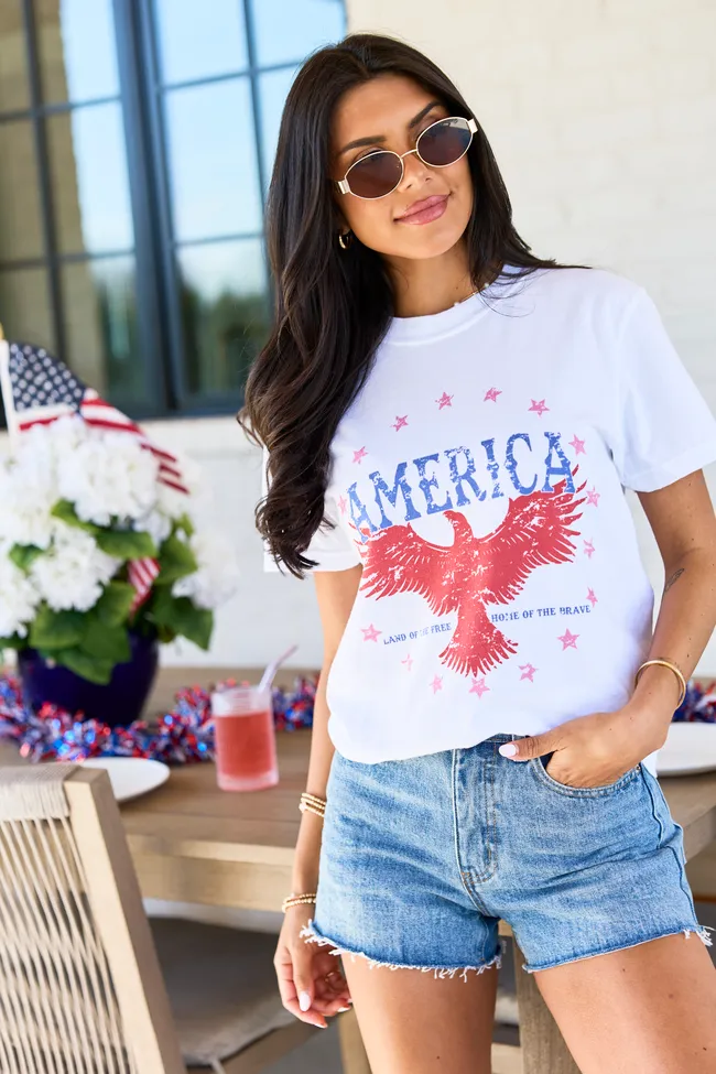 America Eagle White Graphic Tee sold by Pink Lily product image thumbnail 4