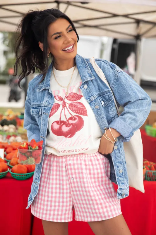 GWP - Farmers Market Cherries Ivory Graphic Tee made by Pink Lily
