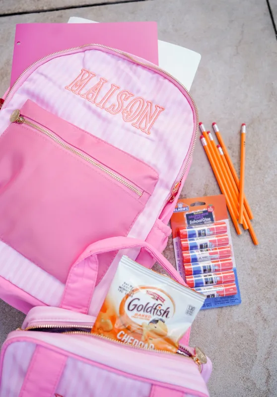 KenzKustomz Pink Stripe Backpack made by Pink Lily