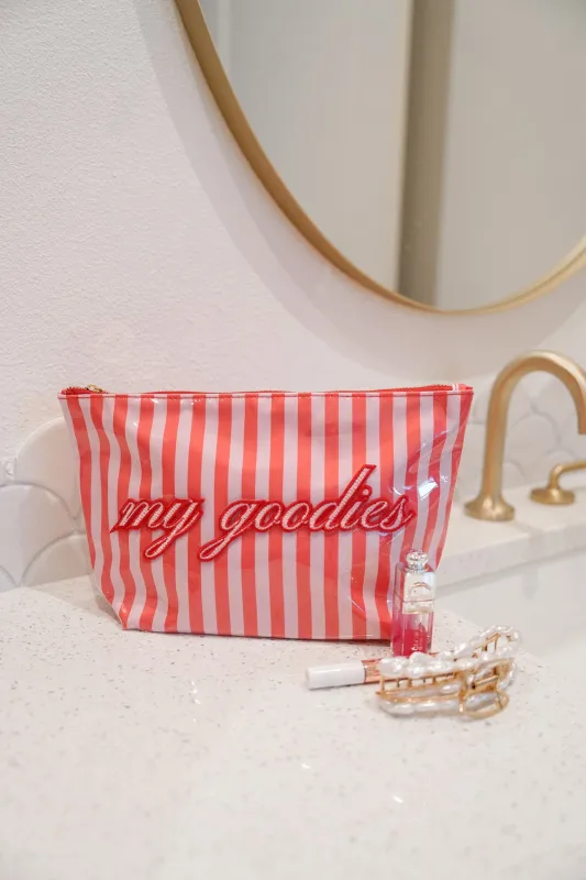 KenzKustomz Pink & Red Stripes Clear Coat Bag - My Goodies made by Pink Lily