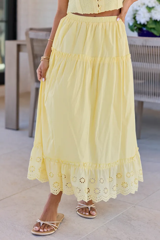 Joelle Yellow Eyelet Hem Maxi Skirt sold by Pink Lily product image thumbnail 2
