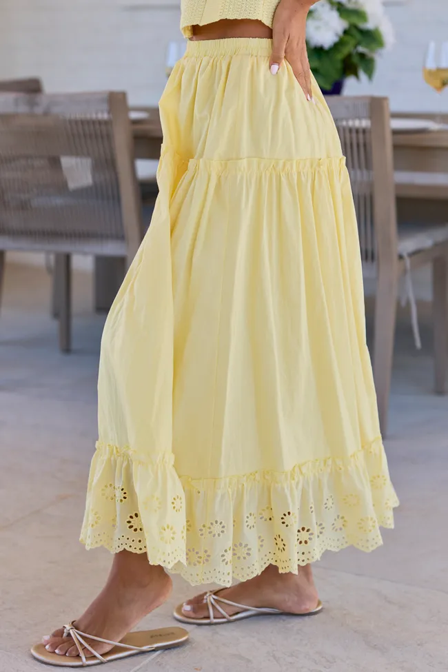 Joelle Yellow Eyelet Hem Maxi Skirt sold by Pink Lily product image thumbnail 4