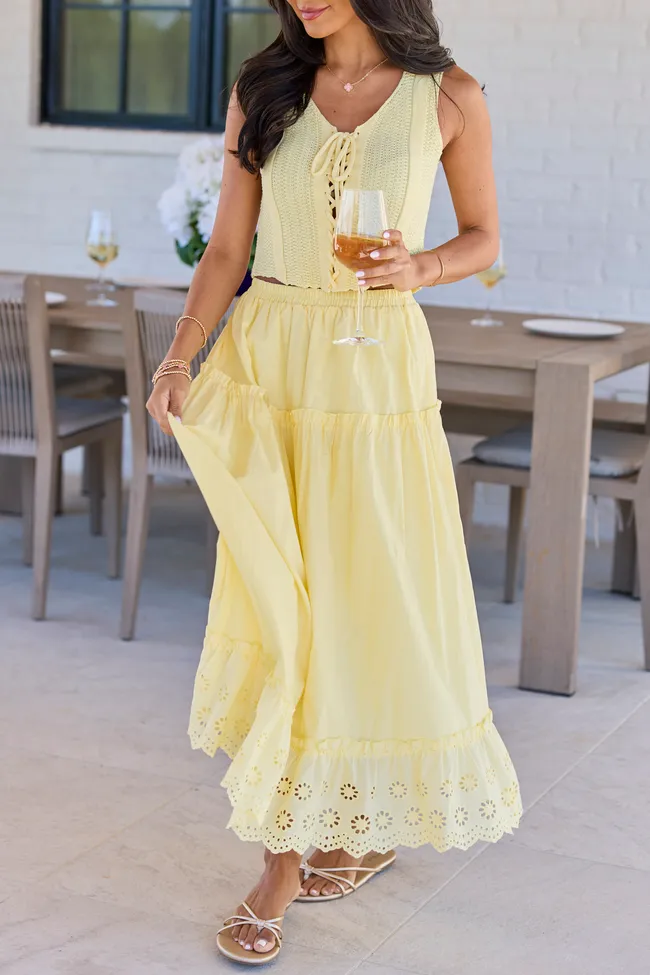 Joelle Yellow Eyelet Hem Maxi Skirt sold by Pink Lily product image thumbnail 3