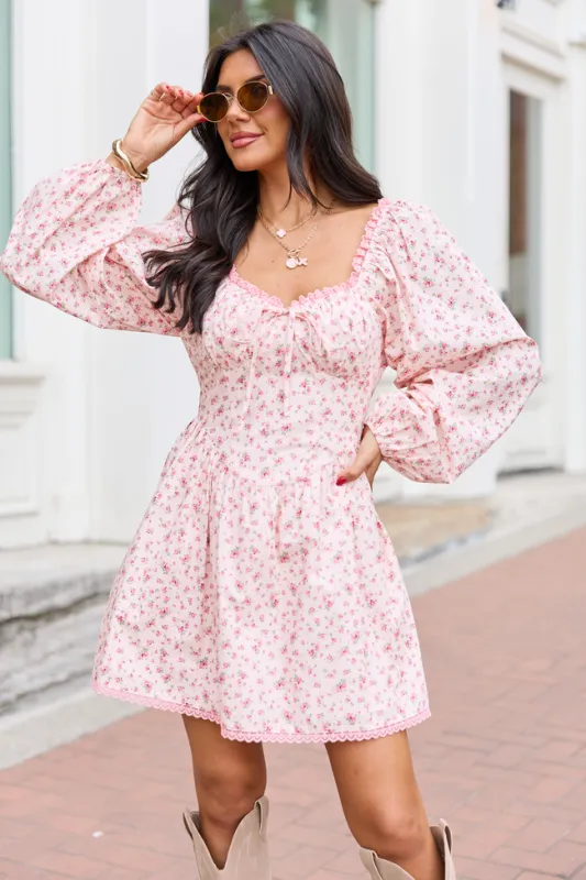 Rosemary Pink Floral Mini Dress made by Le Lis