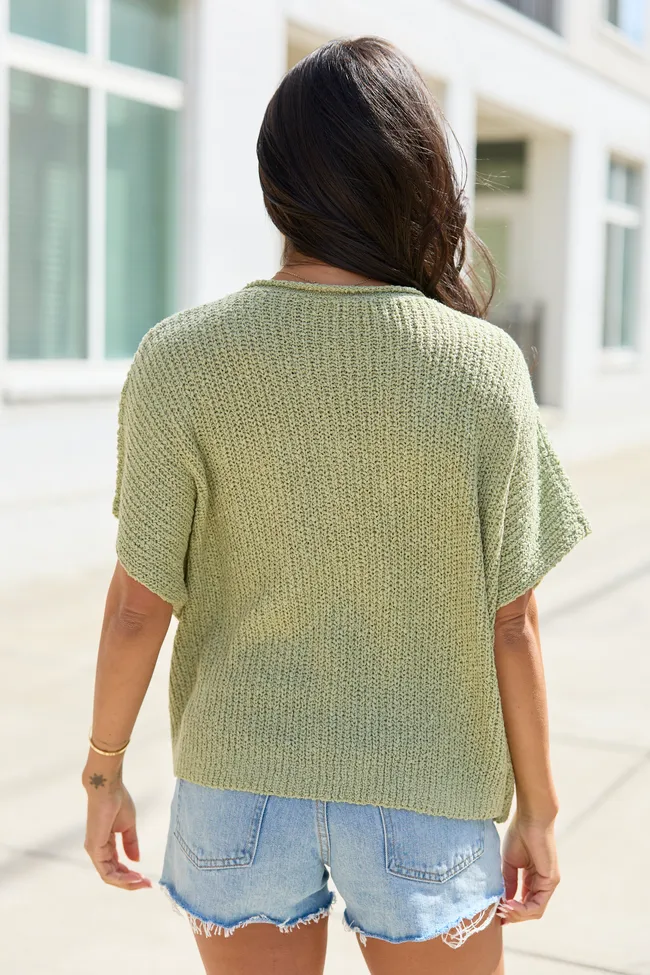 Alana Olive Open Knit Short Sleeve Sweater sold by Pink Lily product image thumbnail 4